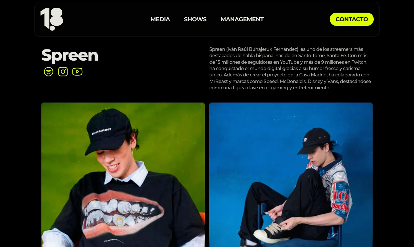 El perfil de Spreen dentro del roster